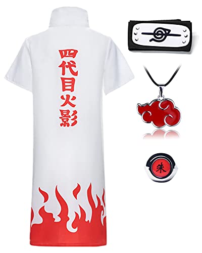 O.AMBW Ninja Itachi Uchiha Capas Disfraz de Akatsuki Cosplay de Anime Capa de Cuello de Akatsuki Blanco con Naruto Accesorios Completos Ropa de Fiesta