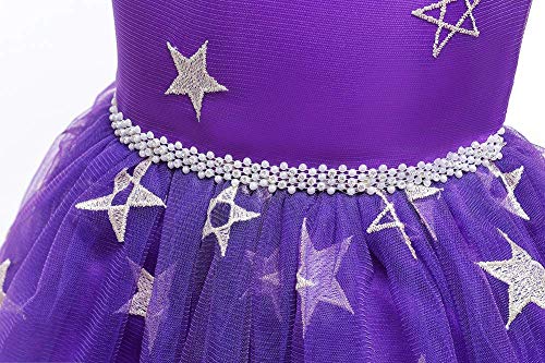 OBEEII Disfraz Bruja de Halloween para Bebé Niñas Estrelle Princesa Vestido con Sombrero Bruja 2Piezas Outfit Morado 5-6 Años