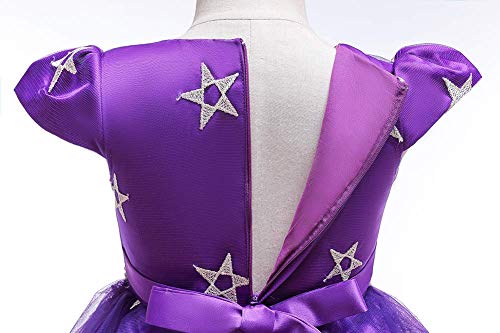 OBEEII Disfraz Bruja de Halloween para Bebé Niñas Estrelle Princesa Vestido con Sombrero Bruja 2Piezas Outfit Morado 5-6 Años