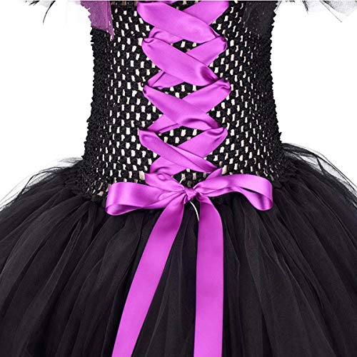 OBEEII Disfraz de Ecuernos Malefica Niñas Deluxe Maleficent Christening Gown Fancy Dress Costume para Halloween Cosplay Carnaval Disfraces 5-6 Años