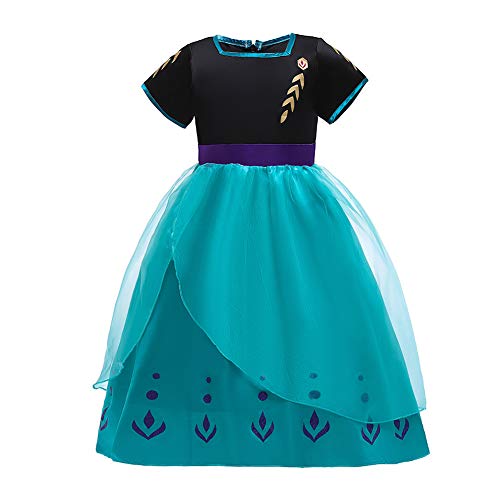 OBEEII Niñas Princesa Anna Disfraz Frozen 2 Carnaval Fiesta de Cosplay Vestido Fancy Dress Up Costume Anna03 6-7 Años