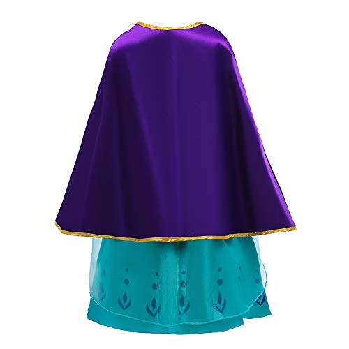 OBEEII Niñas Princesa Anna Disfraz Frozen 2 Carnaval Fiesta de Cosplay Vestido Fancy Dress Up Costume Anna03 6-7 Años