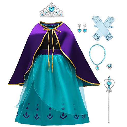 OBEEII Niñas Princesa Anna Disfraz Frozen 2 Carnaval Fiesta de Cosplay Vestido Fancy Dress Up Costume Anna03 6-7 Años