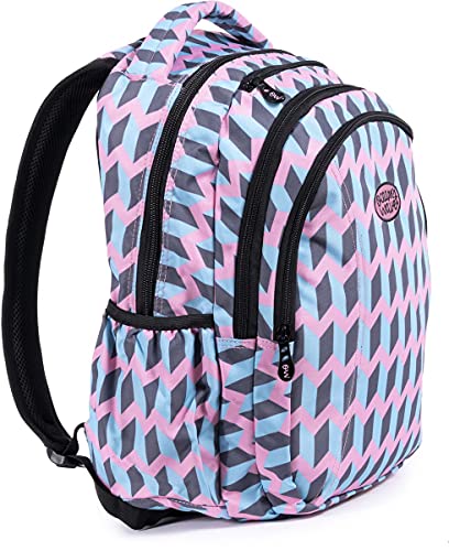 Ocean´s Wave Secundary Zig-Zag, Mochila Unisex Infantil, Azul (Azul/Rosa), 37x46x27 cm (W x H x L)