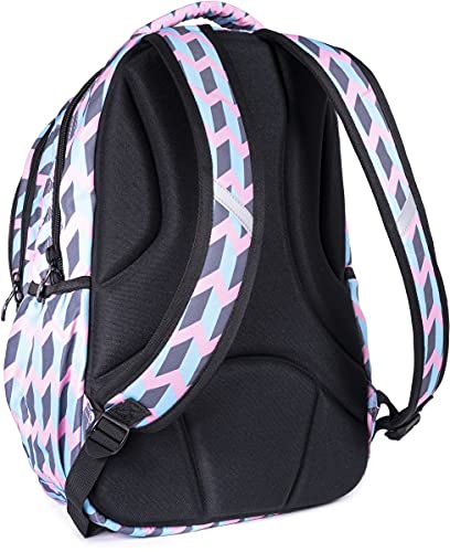 Ocean´s Wave Secundary Zig-Zag, Mochila Unisex Infantil, Azul (Azul/Rosa), 37x46x27 cm (W x H x L)