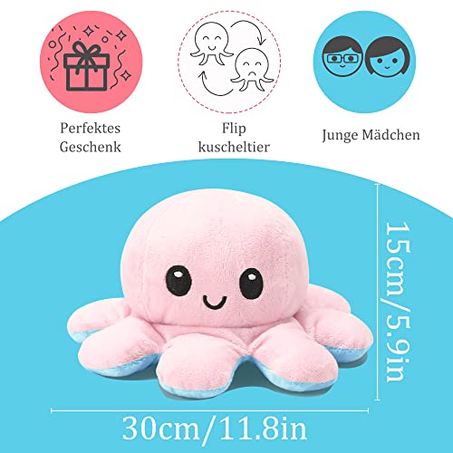 Octopus - Peluche reversible de pulpo para niños, niñas y niños (color2, XL)