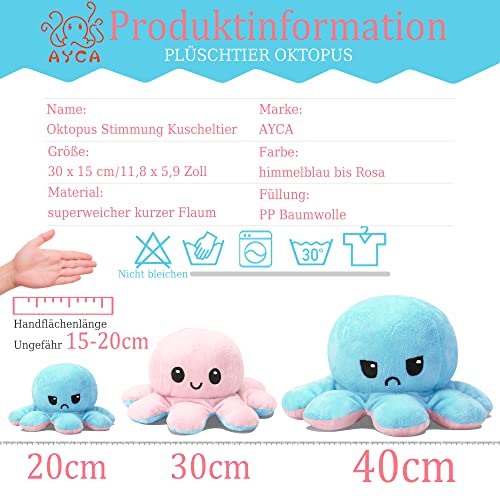 Octopus - Peluche reversible de pulpo para niños, niñas y niños (color2, XL)