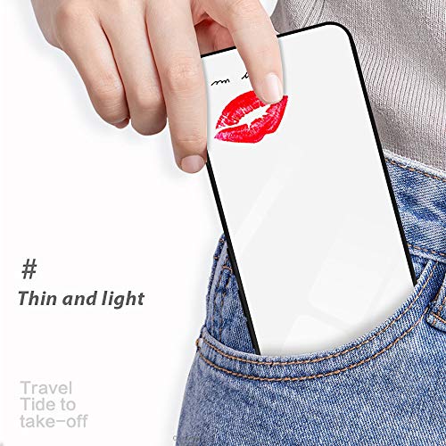 Oihxse Moda Case Compatible para Huawei Nova 7 SE Funda Vidrio Templado con Cuerda Cordón TPU Silicona Suave Bumper Cover Anti-Choques Anti-Rasguños Cáscara de Cristal Estuche,A11