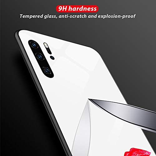 Oihxse Moda Case Compatible para Huawei Nova 7 SE Funda Vidrio Templado con Cuerda Cordón TPU Silicona Suave Bumper Cover Anti-Choques Anti-Rasguños Cáscara de Cristal Estuche,A11