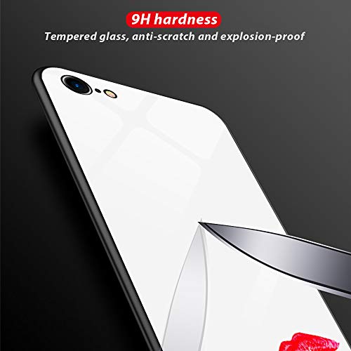 Oihxse Moda Case Compatible para iPhone 7/8 Funda Vidrio Templado con Cuerda Cordón TPU Silicona Suave Bumper Cover Anti-Choques Anti-Rasguños Cáscara de Cristal Estuche,A11