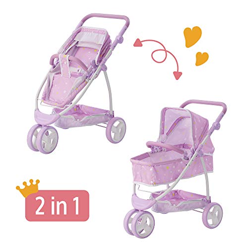 Olivia's Little World 2 En 1 Cochecito Y Silla De Paseo para Muñecas Morado OL-00010