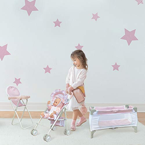 Olivia's Little World 3-in-1 Cochecito, Trona Y Cuna para Muñecas Rosa OL-00014