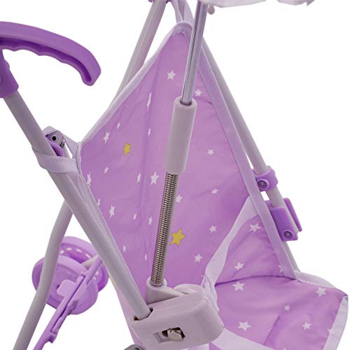 Olivia's Little World Cochecito Silla De Paseo para Muñecas Y Sombrilla Lila OL-00005