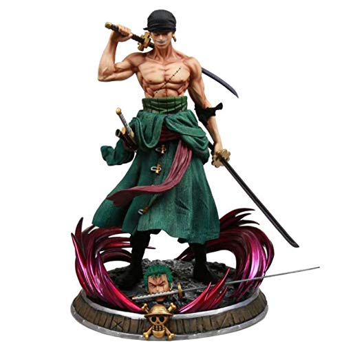 One Piece Three Swords Roronoa Zoro Figura Modelo, 39Cm Anime Estatua Exquisita Colección De Juguetes Repalce Head Zoro Action Figma