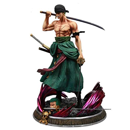 One Piece Three Swords Roronoa Zoro Figura Modelo, 39Cm Anime Estatua Exquisita Colección De Juguetes Repalce Head Zoro Action Figma