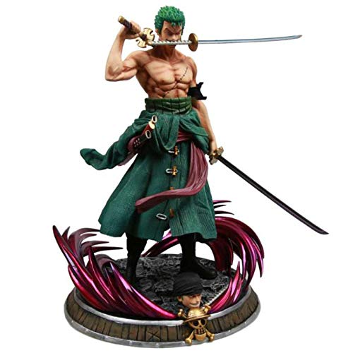 One Piece Three Swords Roronoa Zoro Figura Modelo, 39Cm Anime Estatua Exquisita Colección De Juguetes Repalce Head Zoro Action Figma