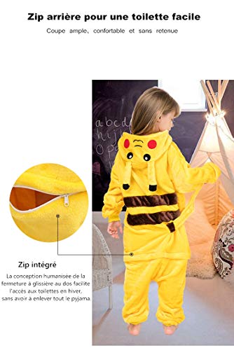 Onesie Pijamas Mujeres Ropa de Dormir Cálida Ropa para el Hogar Punto Animal Traje de Cosplay Cartoon Atuendo Playsuit Pijama de Franela Mono Ropa de Casa unisex Amarillo 130