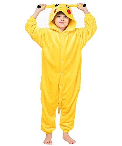 Onesie Pijamas Mujeres Ropa de Dormir Cálida Ropa para el Hogar Punto Animal Traje de Cosplay Cartoon Atuendo Playsuit Pijama de Franela Mono Ropa de Casa unisex Amarillo 130