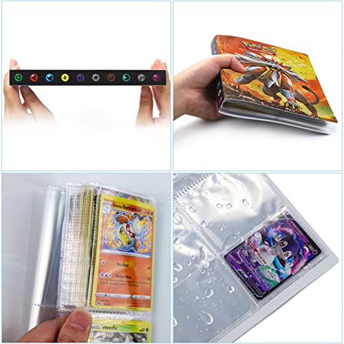 OPLK Album Cartas Pokemon, 30 páginas Album Pokemon, Álbum de Cartas Pokémon, Album Compatible Con Cartas de Pokemon, Sostiene Hasta 240 Tarjetas (Sol luna)