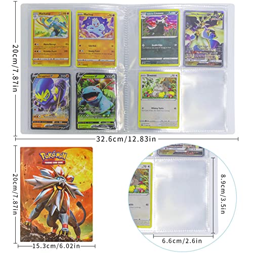 OPLK Album Cartas Pokemon, 30 páginas Album Pokemon, Álbum de Cartas Pokémon, Album Compatible Con Cartas de Pokemon, Sostiene Hasta 240 Tarjetas (Sol luna)