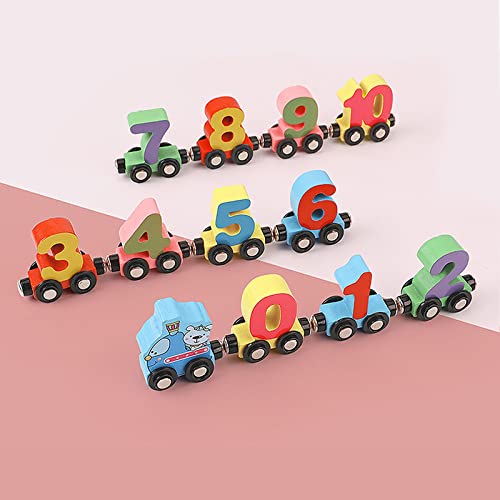 ORCCAC Juego de Tren de Madera de 12 Piezas, Tren de números magnéticos de Madera, Juguetes para niños, Juego de Trenes, Juguetes de Desarrollo Educativo para niños pequeños y niñas (Color : 1SET)