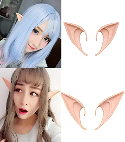 Orejas de Duende,4 pares orejas de hadas de látex,Orejas de Elfo Cosplay Disfraz de Halloween Oreja Látex Accesorios para Mujeres Mascarada de Halloween Carnaval