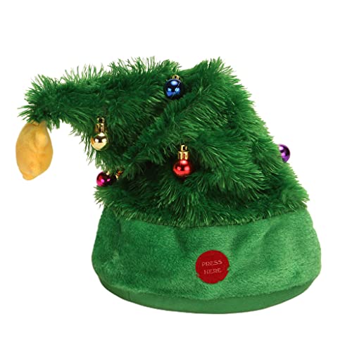 orro de Navidad eléctrico de peluche – Accesorio para la cabeza de Papá Noel para el árbol de Navidad, columpio, musical, divertido sombrero para fiestas de Navidad, Acción de Gracias o Navidad