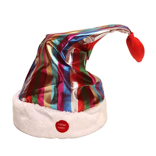 orro de Navidad eléctrico de peluche – Accesorio para la cabeza de Papá Noel para el árbol de Navidad, columpio, musical, divertido sombrero para fiestas de Navidad, Acción de Gracias o Navidad