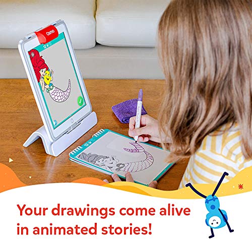 Osmo-Super Studio Princess Starter Kit Ages 5 Aprende a dibujar tus princesas de Disney favoritas y mira cómo cobran vida con la base del iPad incluida, a partir de 6 a 10 años, multicolor (901-00042)