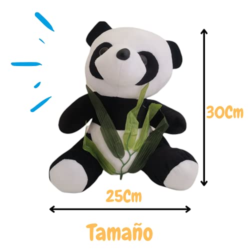 Oso Panda Peluche Animales con Bambú| Tamaño Mediano 30 Cm | Ideal para Regalar a Bebés Recién Nacidos y Niños Pequeños | Regalo Original Aniversarios Comuniones Navidades Cumpleaños Reyes Magos