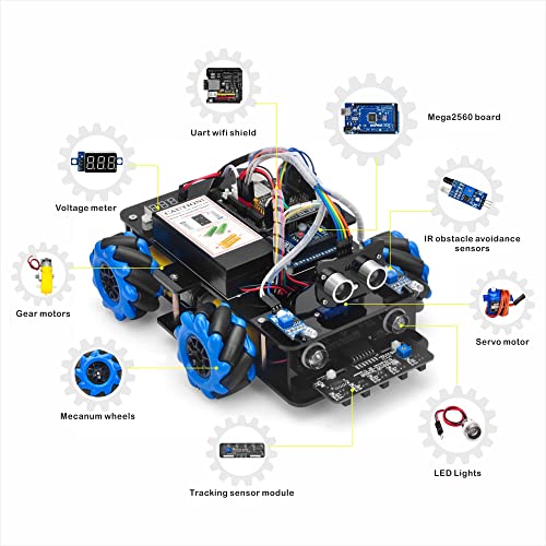 OSOYOO Omni-directinal Mecanum Wheel Robotic Car Kit for Arduino Raspberry Pi Stem Remote Controlled Educational Mechanical DIY Coding for Teens Adult