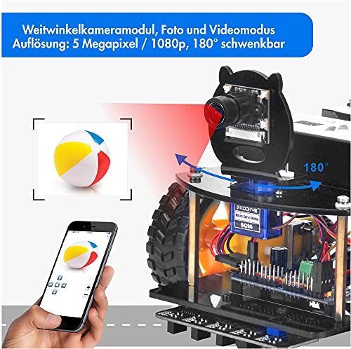 OSOYOO Robotic Car for Raspberry Pi 4 3B+ 3B | STEM Educational DIY Smart Kit for Science Fair | Teens and Adults | Ultrasonic Obstacle, WiFi IOT, Web CSI Camera (RPi Board Not Included)