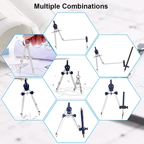 OTTYMO Juego de Compás Dibujo Tecnico(7 Pcs) Compás Escolar Primaria/Secundaria/ Bachillerato/Universidad/Profesional Compás Escolar Rueda Compás Geométrico para Escolar, Dibujo Técnico