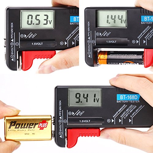 Ouletdelocio Medidor Tester comprobador de Pilas y baterias Universal. para Todas Las Pilas de 1,5v (Incluido Pilas Boton) y Pilas de 9v