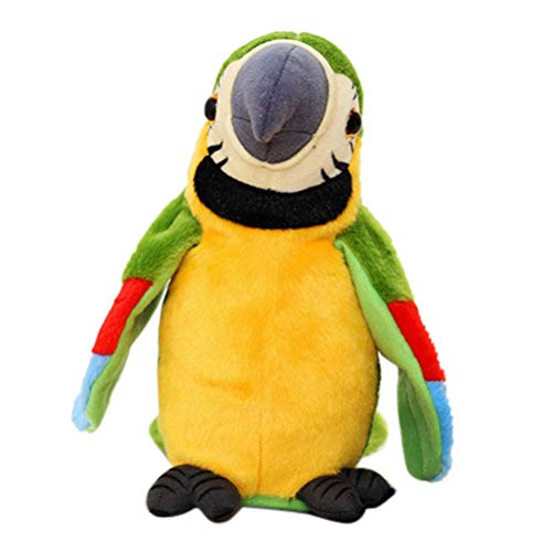 Oulian Jouet Peluche Perroquet Parlant Adorable Répète Agitant Des Ailes Jouet Mignonne Bourré en Peluche Perroquet Loro Jouets Inteligentes pour Oiseaux Enfants Bébé 12 * 11 * 22 Cm (Vert)