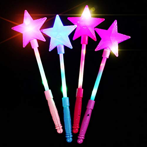 Oulian Palos Luminosos Led Colorido Luminoso Luminoso Hueco de Cinco Puntas en Forma de Estrella Intermitente Palos de Hadas para Accesorios de Vítores de Concierto - Rosa