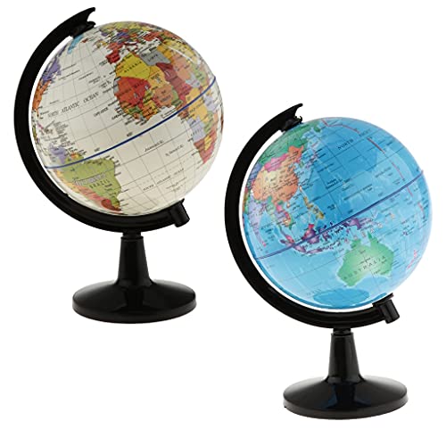 OUMIFA Globo Terráqueo Rotary World Globe Modelo Globe World Map geografía con Stand for la Escuela Aula Enseñanza Ayuda a los Estudiantes (Color : White)