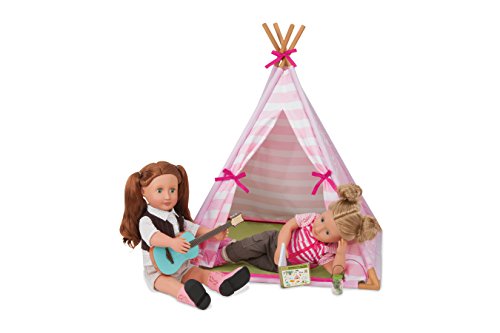 Our Generation 70.37209 Mini Suite Teepee Juego de Accesorios de Juguete, diseño a Rayas, Rosa para una muñeca de 46 cm