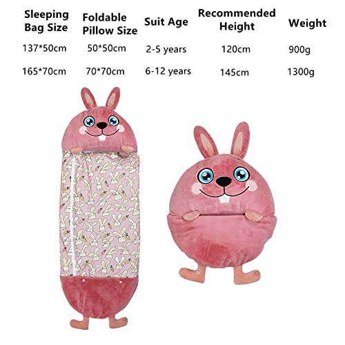 Ousyaah Saco de Dormir Almohada para Niños, Happy Kids Nappers, 2 en 1 Almohada para Dormir Plegable Suave Animal Divertido Saco de Dormir Manta de Animales Play Pillow para Niños Niñas