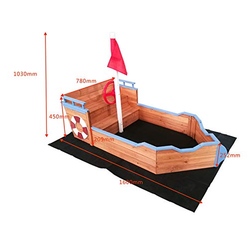 Outdoor Toys KNH1016 - Arenero de madera barco 158x78x100 cm