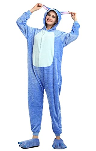 Ovender Pijamas Disfraces Onesie Animal Adultos Kigurumi Carnaval Halloween Fiesta Espectáculo Navideño Mono Cosplay Ropa Interior de Zoológico Invierno Unisex Mujeres y Hombres (S, Stitch)