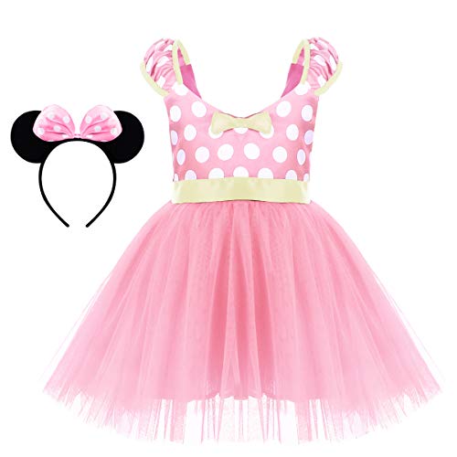 OwlFay Bebé Niña Vestido de Fiesta Princesa Lunares Fantasía Polka Dots Disfraz de Carnaval Bautizo Cumpleaños con Diadema Tutú Ballet Vestidos Rosa B 2-3 Años