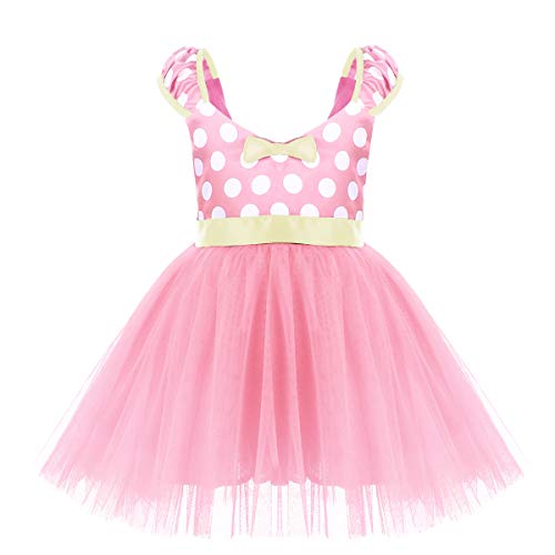 OwlFay Bebé Niña Vestido de Fiesta Princesa Lunares Fantasía Polka Dots Disfraz de Carnaval Bautizo Cumpleaños con Diadema Tutú Ballet Vestidos Rosa B 2-3 Años