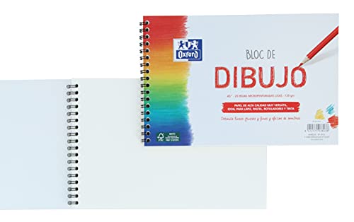 Oxford Bloc Dibujo A5 Tapa Blanda/Contratapa rígida 20 Hojas 130 gr Liso con Espiral