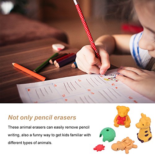 OZUAR 30 Pcs Gomas de Borrar Divertidas Diseño de Animales de Formas,Mini Animal-Shaped Colorful Erasers Puzzle Juguetes Para Fiestas Juegos Premios Carnavales Regalos.