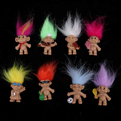 P Prettyia 8 pcs Modelo Muñeca Lucky Troll Miniatura Adornos de Mesa de Escritorios