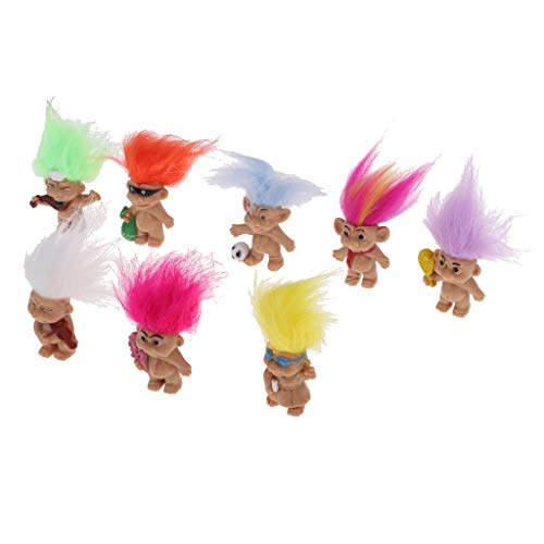 P Prettyia 8 pcs Modelo Muñeca Lucky Troll Miniatura Adornos de Mesa de Escritorios