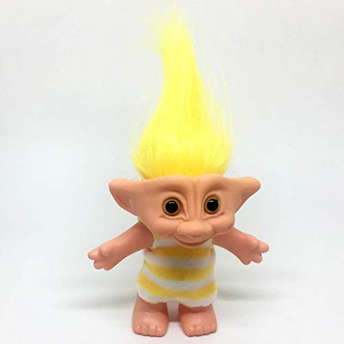 P Prettyia Modelismo Muñeca Lucky Troll Decoración para Mesa Escritorios - Amarillo