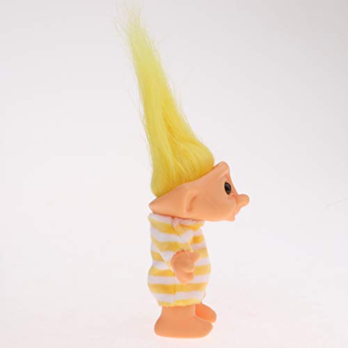 P Prettyia Modelismo Muñeca Lucky Troll Decoración para Mesa Escritorios - Amarillo