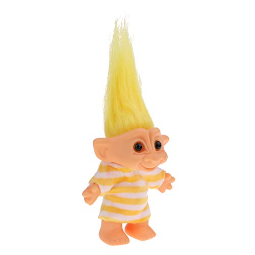 P Prettyia Modelismo Muñeca Lucky Troll Decoración para Mesa Escritorios - Amarillo